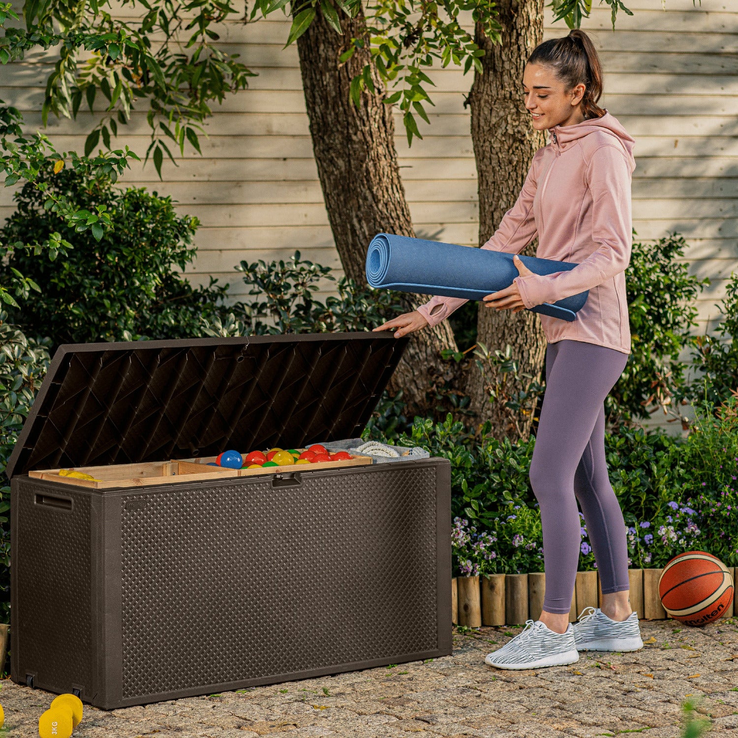 KETER - Baule da giardino marrone Emily - h57x118x45 cm